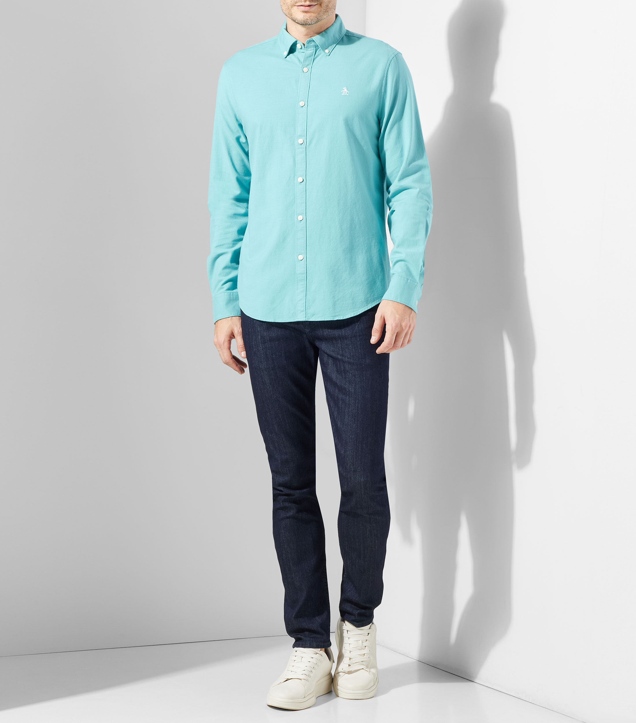 Camisa lisa manga larga Hombre